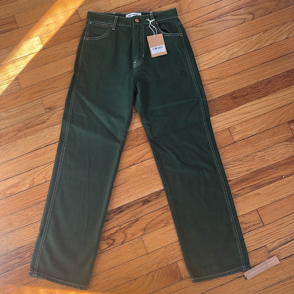 NWT REFORMATION Green Straight Jeans